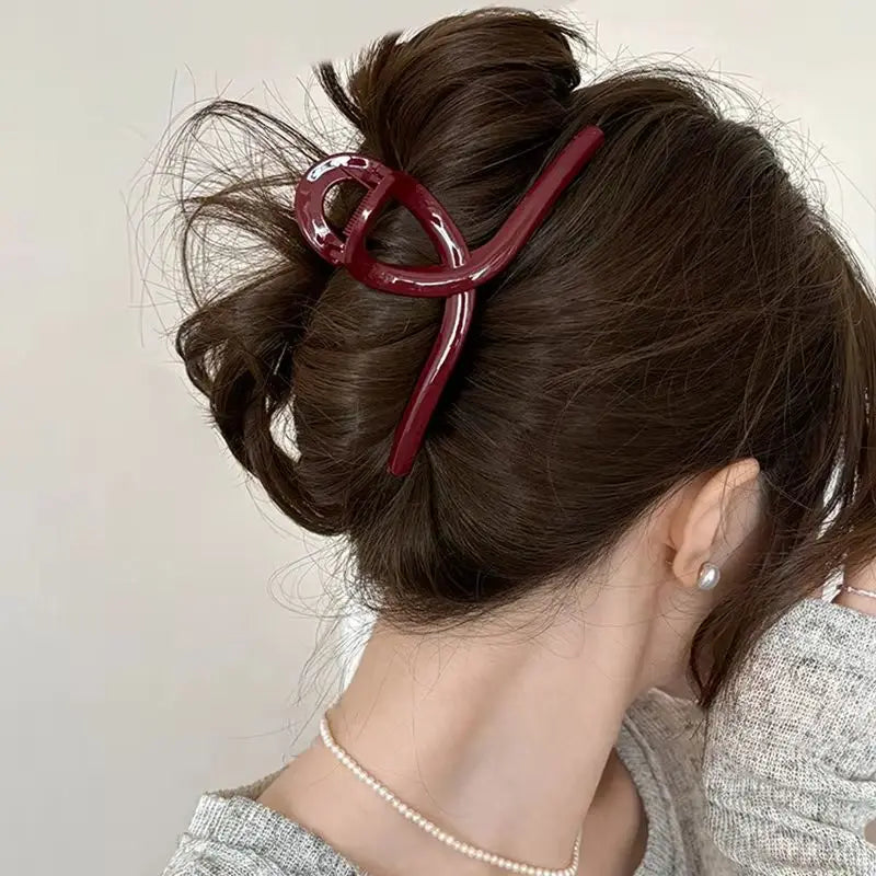 Women Large Dark Red Color Hair Claws