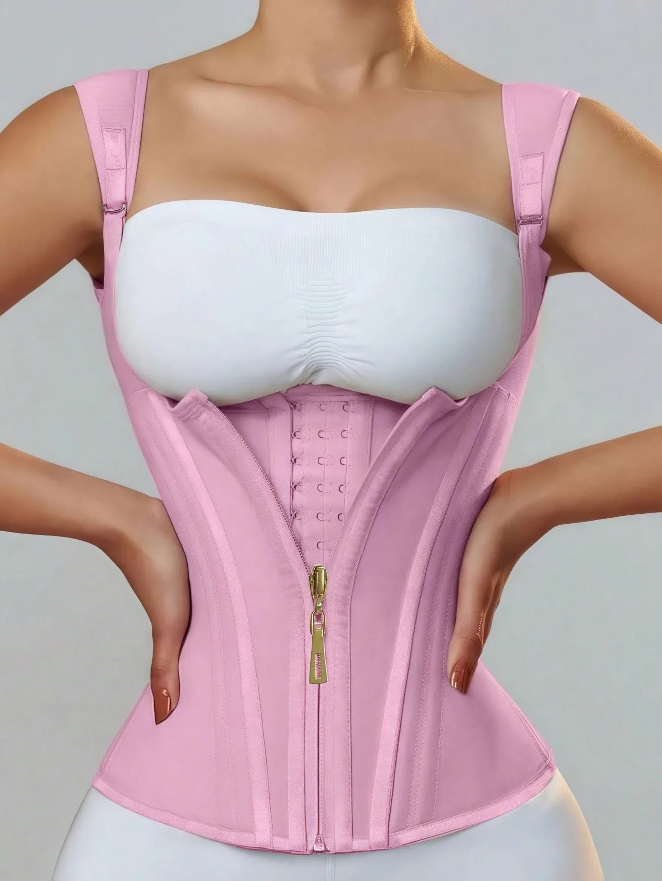Women Latex Waist Trainer Corset Tummy Control Body Shaper - Pink / XXL