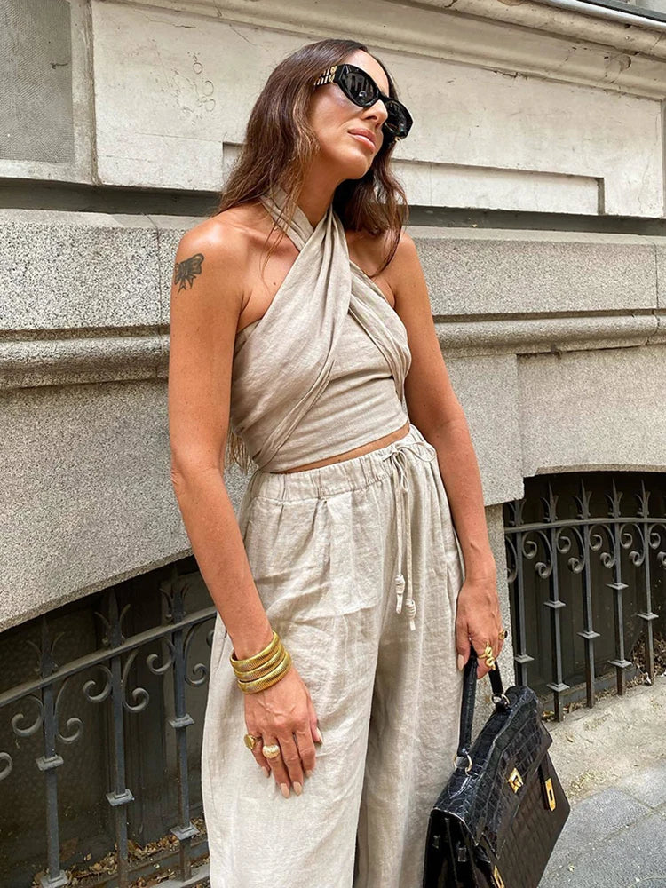 Women Linen Pants Set