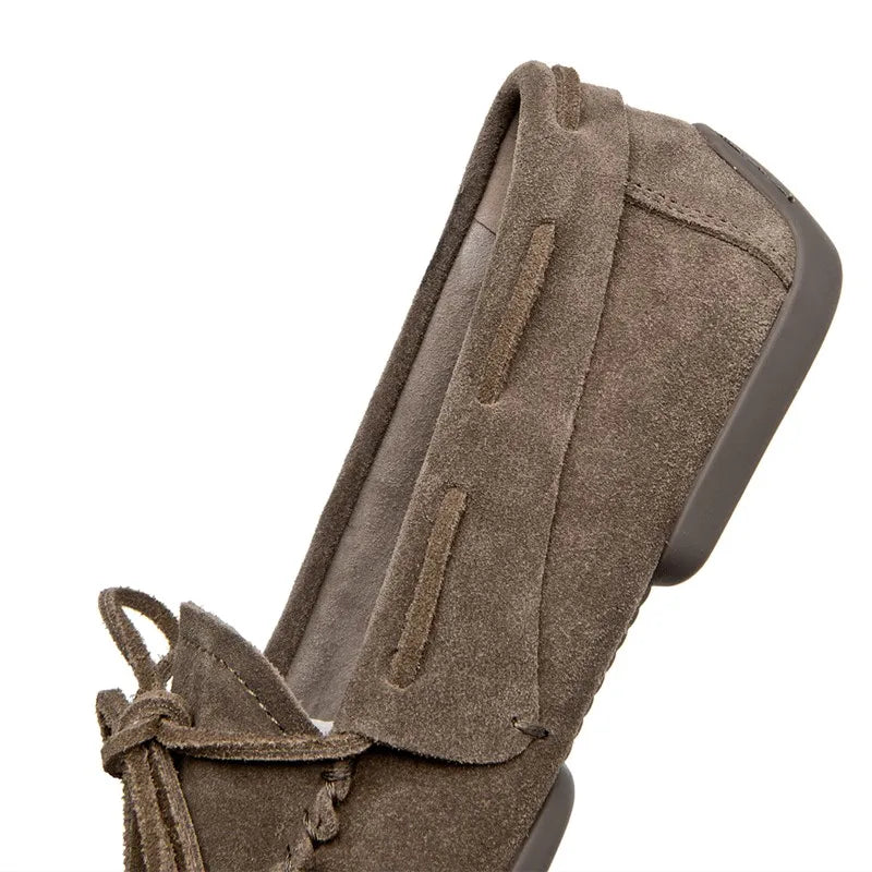 Women Loafers Genuine Leather Beanie Shoes