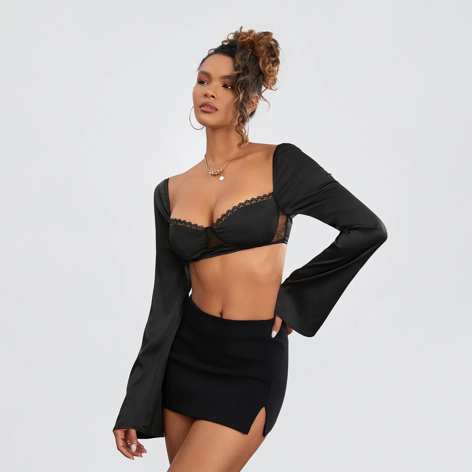 Women Long Sleeve Crop Top