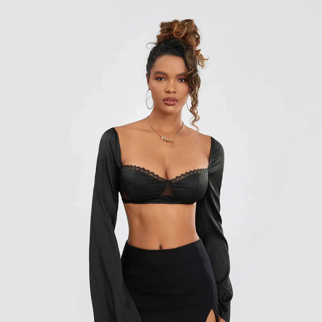 Women Long Sleeve Crop Top