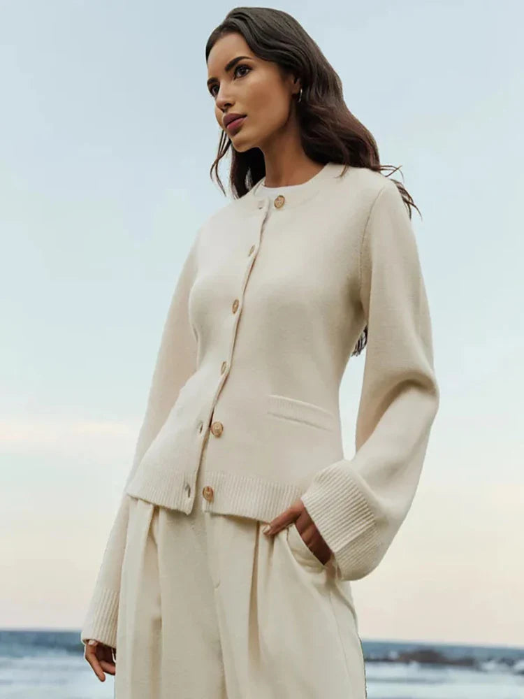 Women Long Sleeve Knitted Cardigan - Black / M