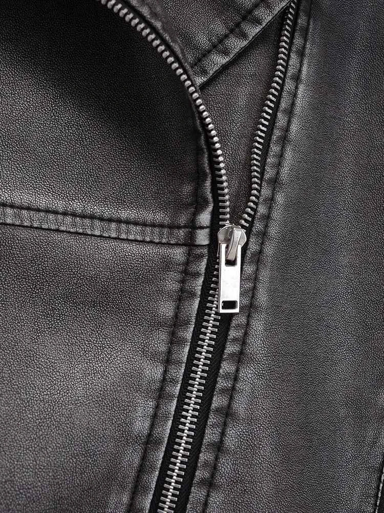 Women Loose Retro Pu Faux Leather Jacket