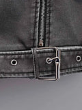 Women Loose Retro Pu Faux Leather Jacket