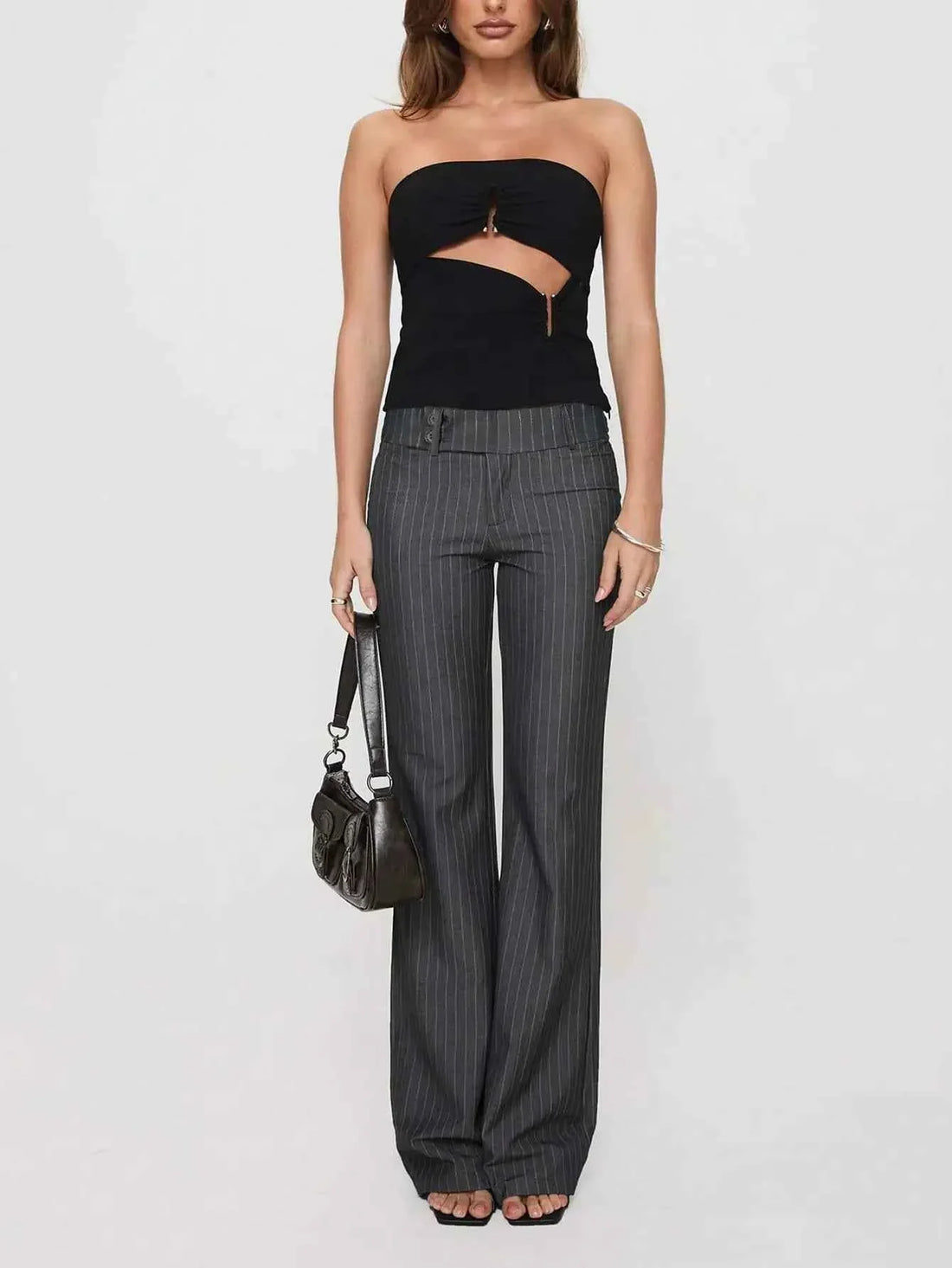 Women Low Drop Waist Casual Elastic Waist Long Pants