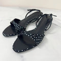 Women Modern Sandals Polka Dot Satin Open Toe - black / 39