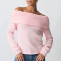 Women Off Shoulder Sweater - Pink / S