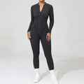 Women One Piece V Back Tracksuit - charcoal gray / L / CHINA