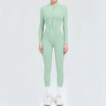 Women One Piece V Back Tracksuit - green bean / L / CHINA