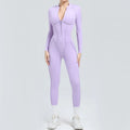 Women One Piece V Back Tracksuit - lavender purple / S / CHINA
