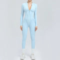 Women One Piece V Back Tracksuit - sky blue / L / CHINA