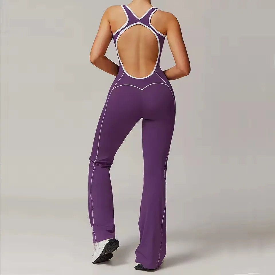 Women One-Piece Yoga Suit - Crimson Purple / S / CHINA