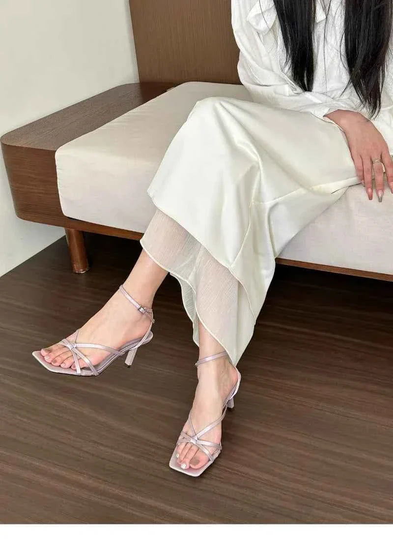 Women Open Toe Women's Thin Heels Slingbacks Sandals