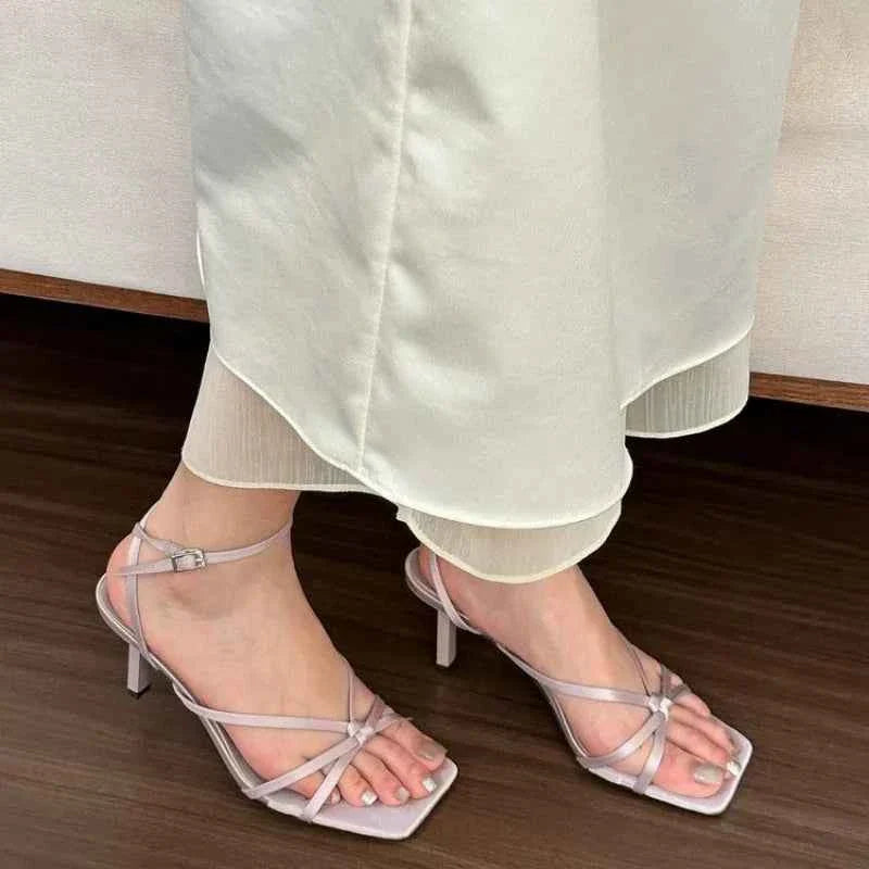Women Open Toe Women's Thin Heels Slingbacks Sandals