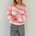 Women Oversized Striped Sweater - Pink / S