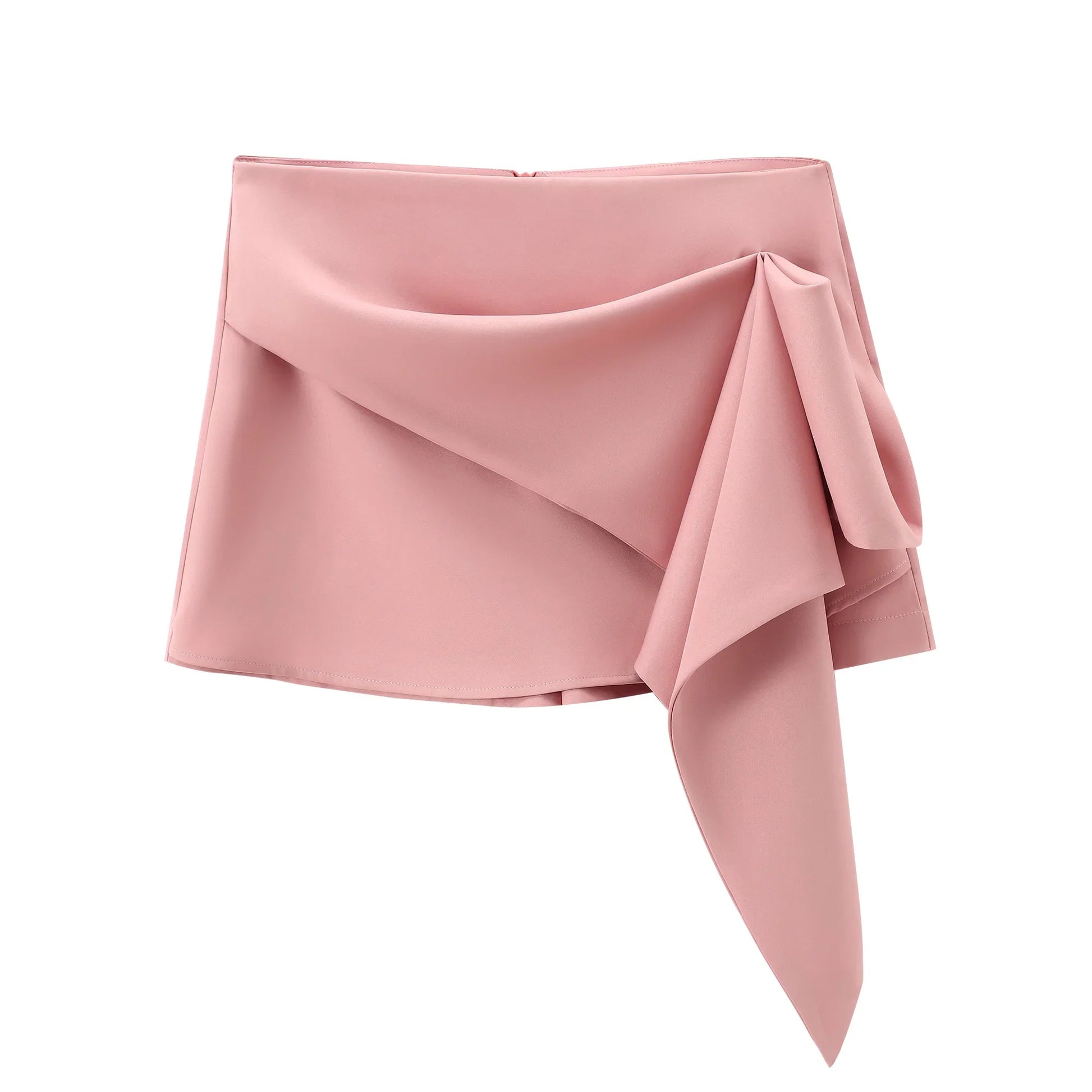 Women Pink Ruffles Skirt Shorts - M
