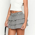 Women Plaid Ruffle Mini Skirt