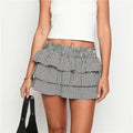 Women Plaid Ruffle Mini Skirt