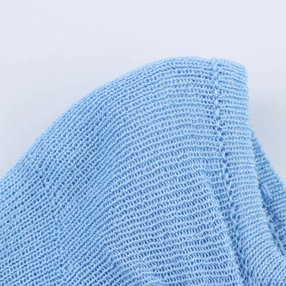 Women Pleated Knitted Pullover Slim-fit Round Neck Long Sleeve Simple Sweater