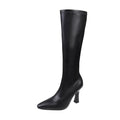 Women Pointed Toe High Heels Long Boots - black / 35
