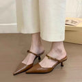 Women Pointed Toe Slippers Mid Heels