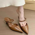Women Pointed Toe Slippers Mid Heels