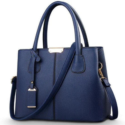 Women PU Leather Handbags - 29.5x13x21.5cm / dark blue
