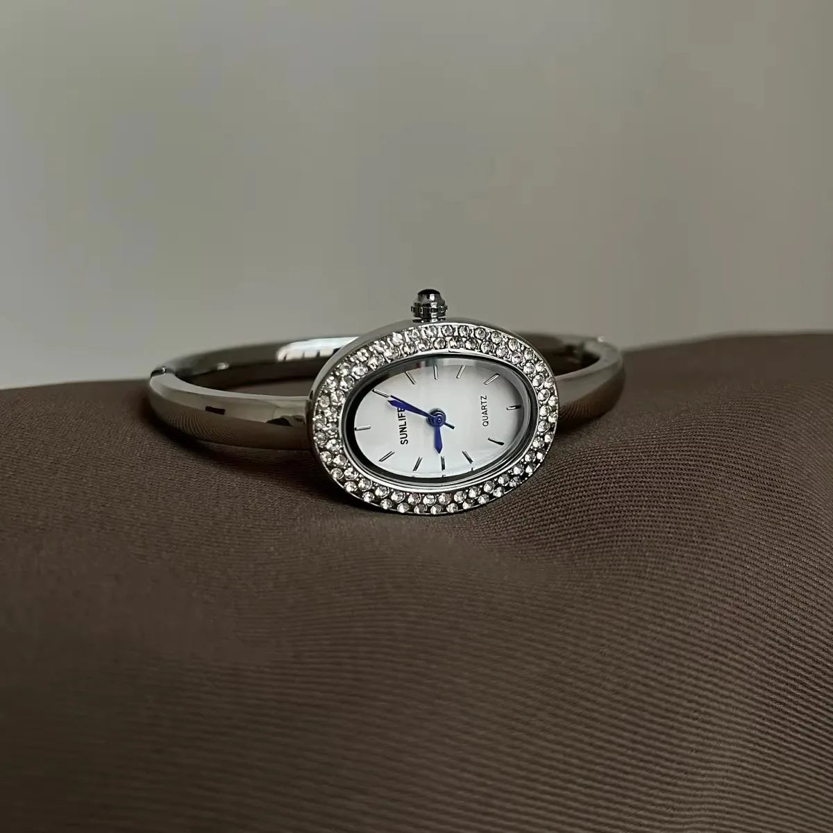 Women Quartz Watch Roman Numerals Vintage Simple Oval Clock Stainless Steel - 05