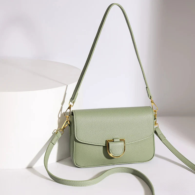 Women Real Cow Leather Handbag Crossbody Bag - green / 22cm 7cm 15cm
