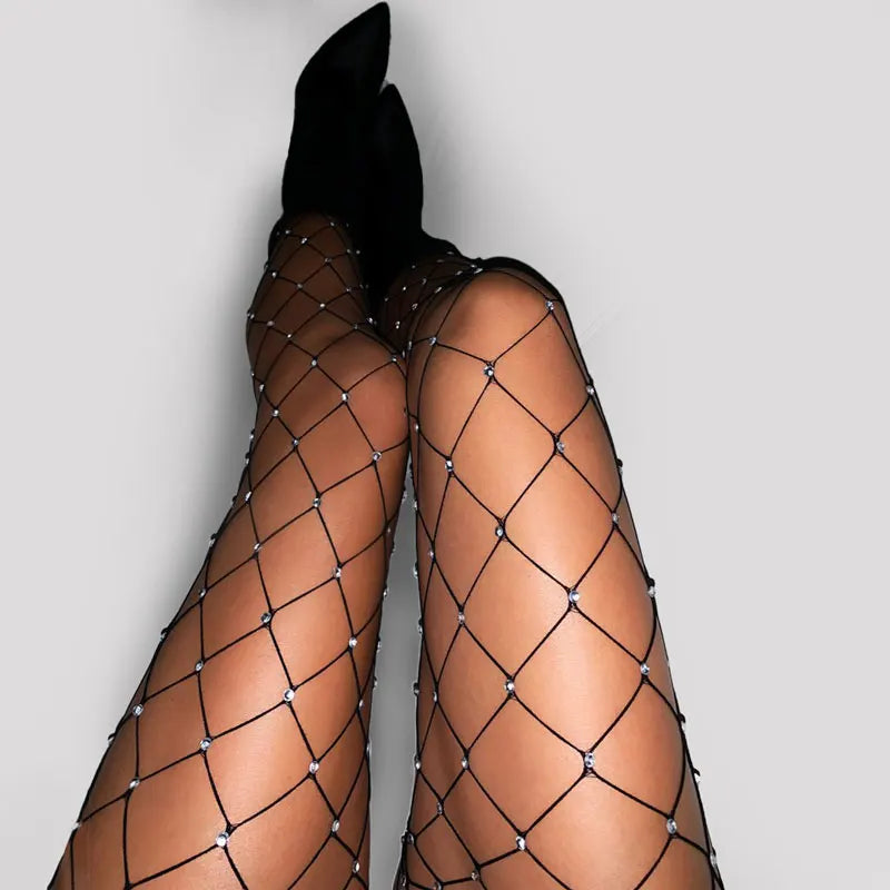 Women Rhinestone Fishnet Tights Crystal Stockings