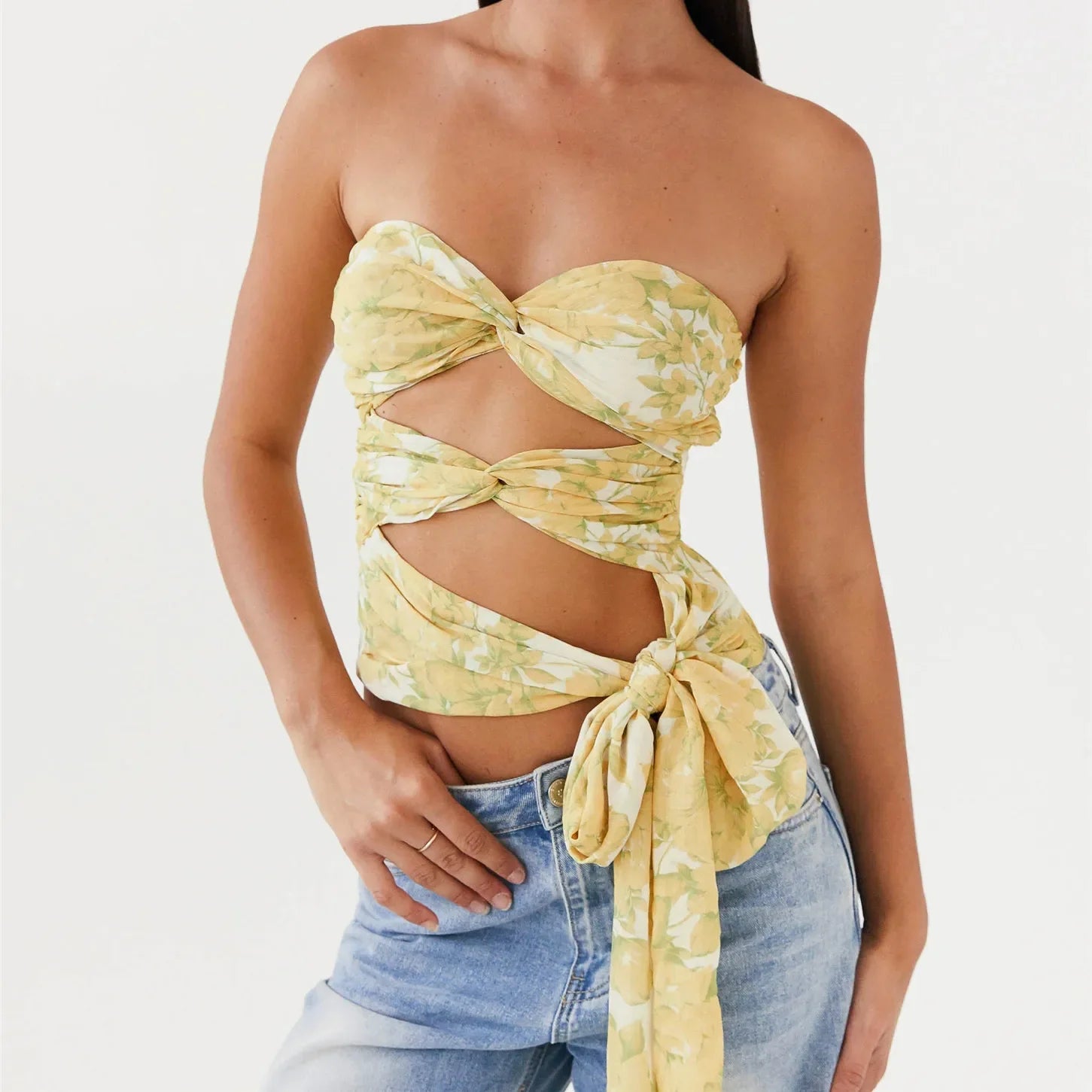 Women Ruched Tube Top - A / L