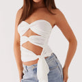 Women Ruched Tube Top - F / L