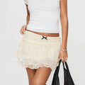 Women Ruffled Lace Mini Skirt