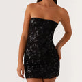 Women Sequin Strapless Mini Dress - A / S
