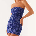 Women Sequin Strapless Mini Dress - I / M
