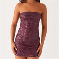 Women Sequin Strapless Mini Dress - J / L