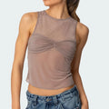 Women Sheer Mesh Tank Top - A / M