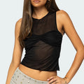 Women Sheer Mesh Tank Top - B / L