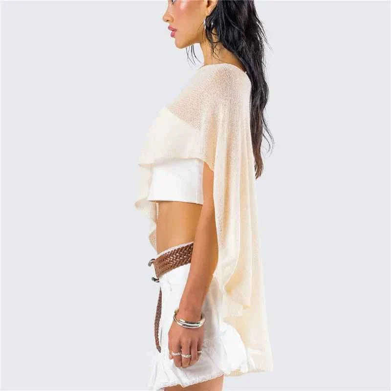 Women Sheer Poncho Top