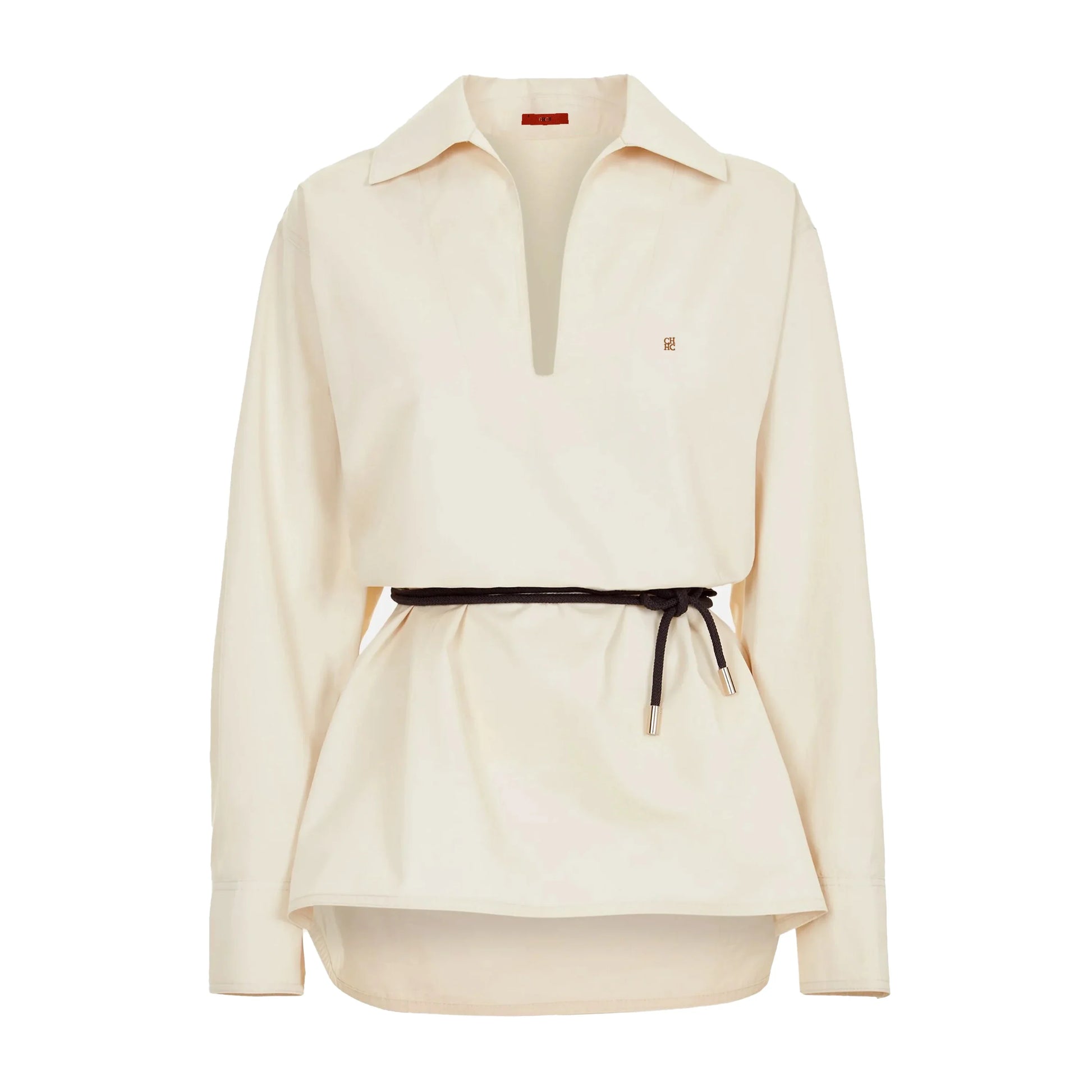 Women Shirts Elegant Soild Embroidery Casual Tops - Beige / S