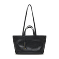 Women Shoulder Bag Leather Large Capacity Square Fashion Tote - black