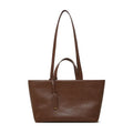 Women Shoulder Bag Leather Large Capacity Square Fashion Tote - Brown