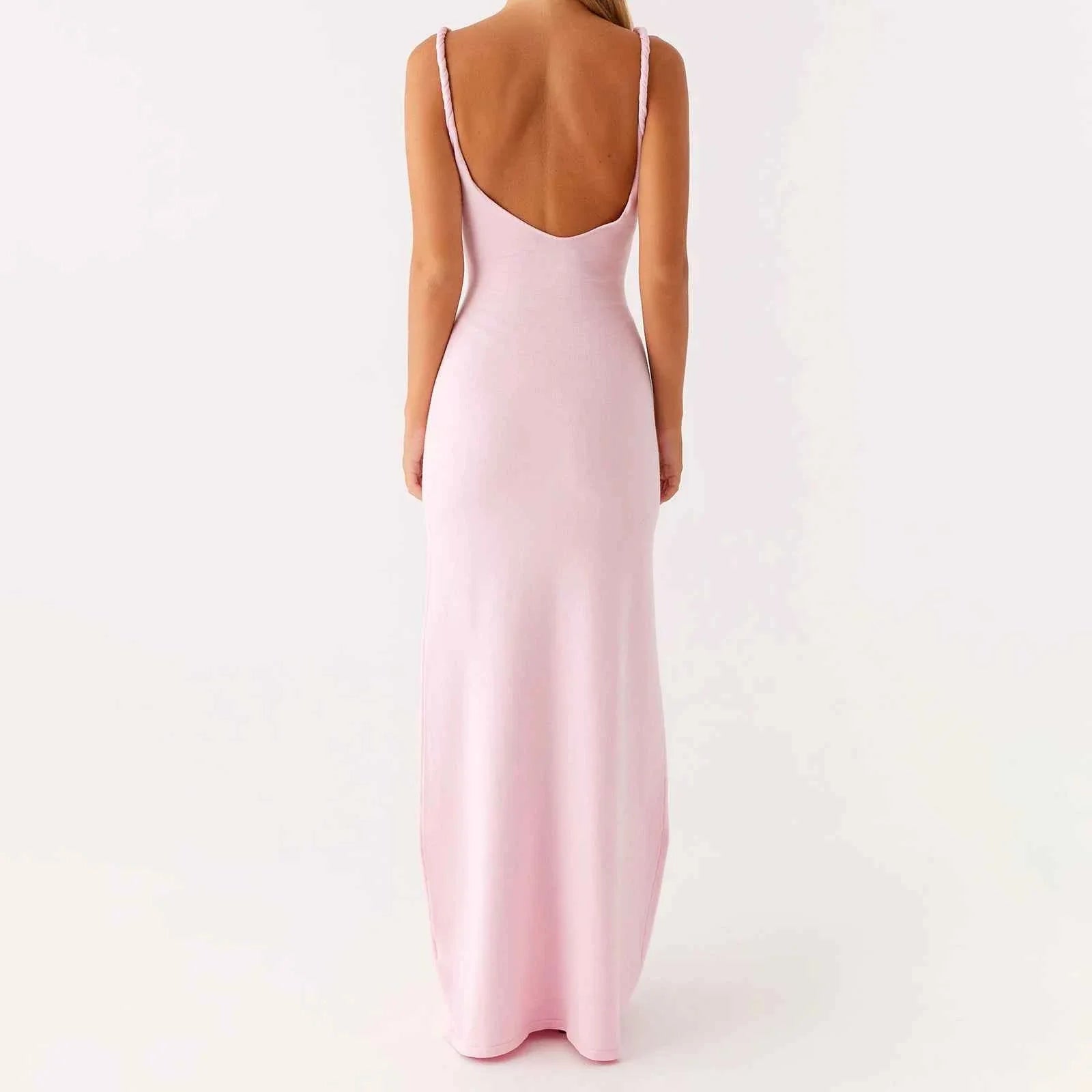 Women Sleeveless Dress V-Neck Backless