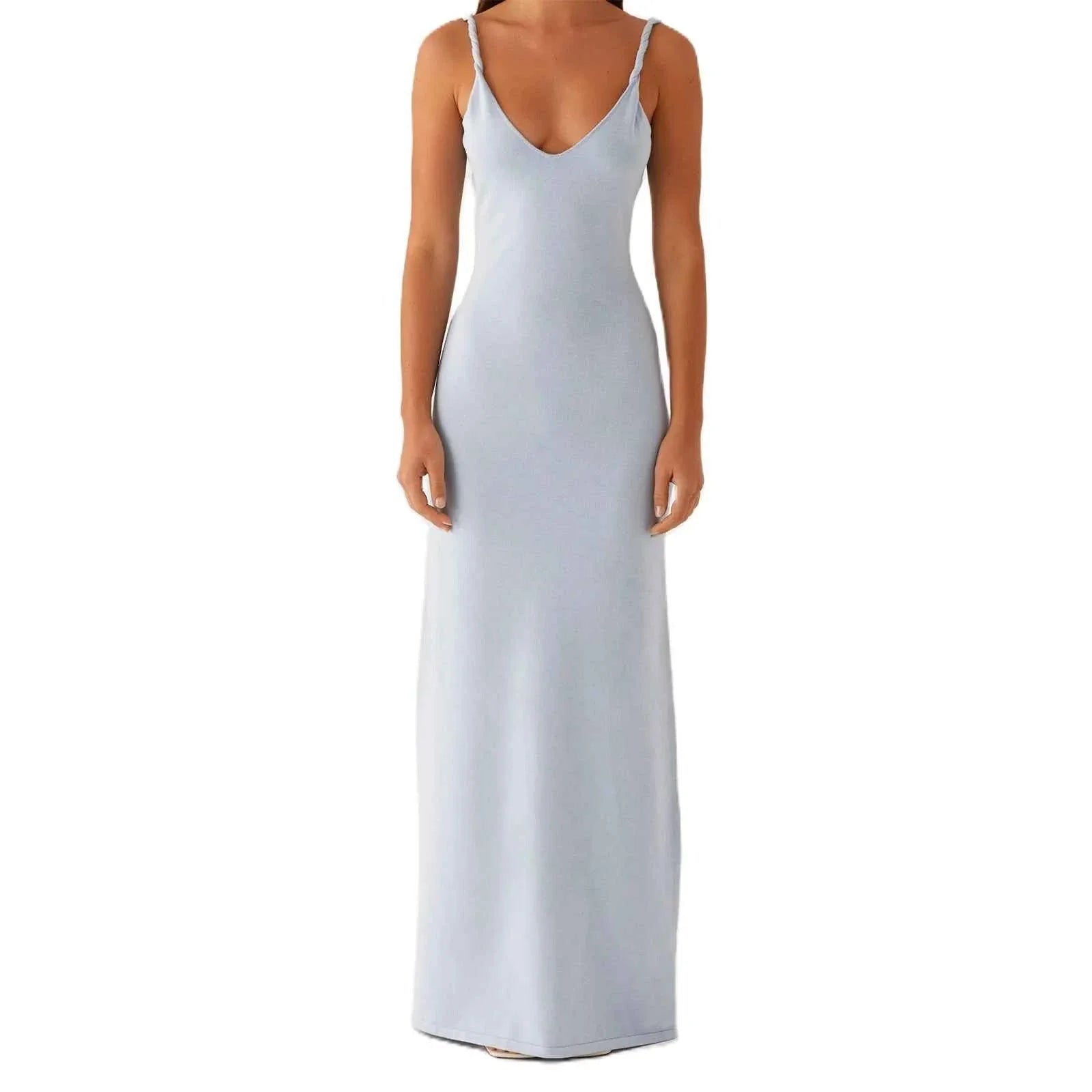 Women Sleeveless Dress V-Neck Backless