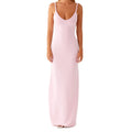 Women Sleeveless Dress V-Neck Backless - Pink / S