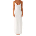 Women Sleeveless Dress V-Neck Backless - WHITE / M