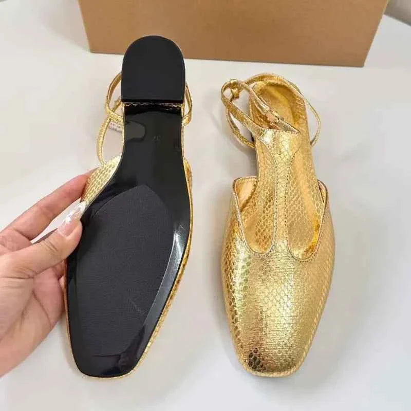 Women Slingback Flats Buckle Ankle Strap