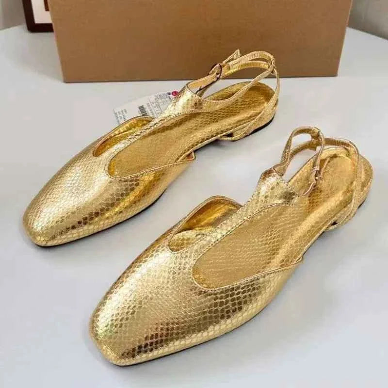 Women Slingback Flats Buckle Ankle Strap