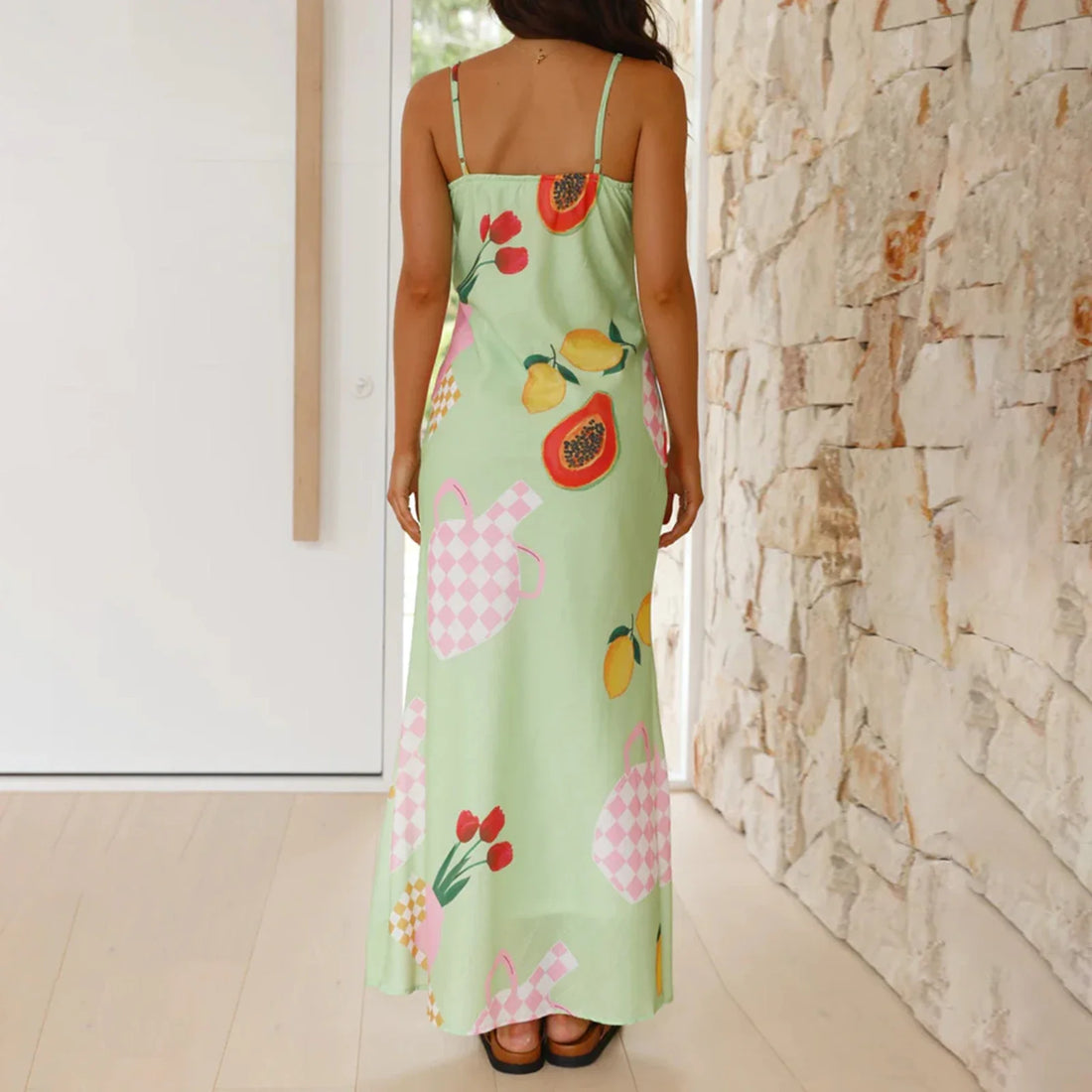 Women Slip Dress Sleeveless Spaghetti Straps V-neck